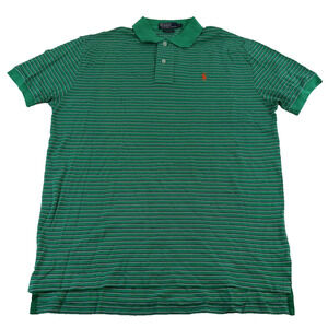 Polo Ralph Lauren Shirt Mens Large Striped Short Sleeve Polo Pony Green